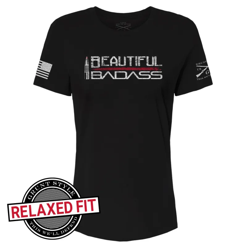 Women's Beautiful Badass Relaxed Fit T-Shirt - Black sold by Grunt Style