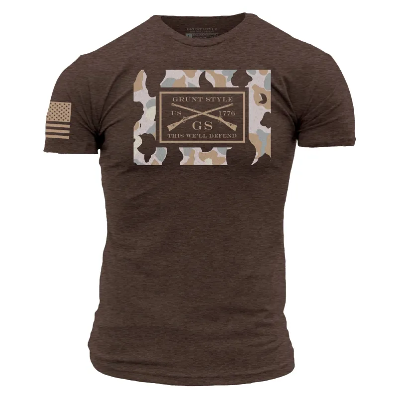 Frog Skin Beach Camo Logo T-Shirt - Heather Brown sold by Grunt Style