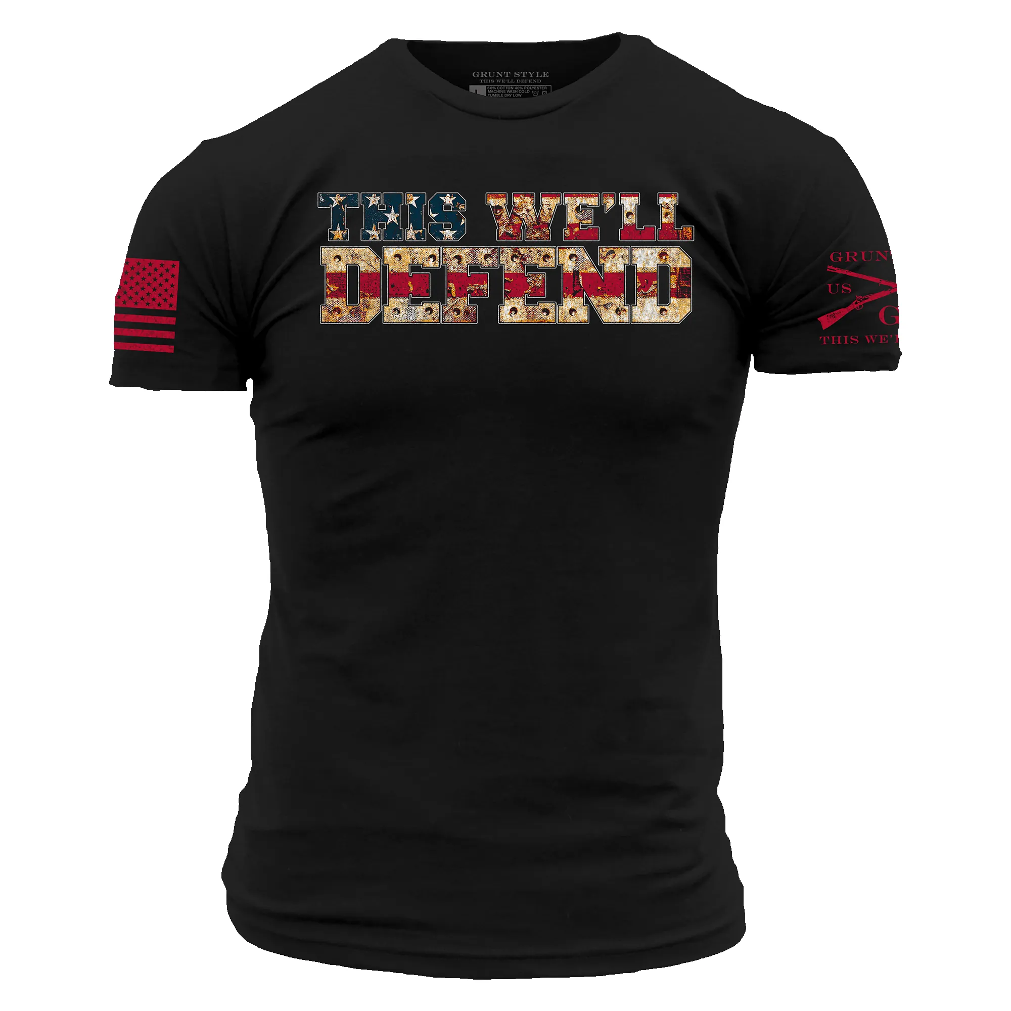 Red Blood This We'll Defend T-Shirt - Black sold by Grunt Style