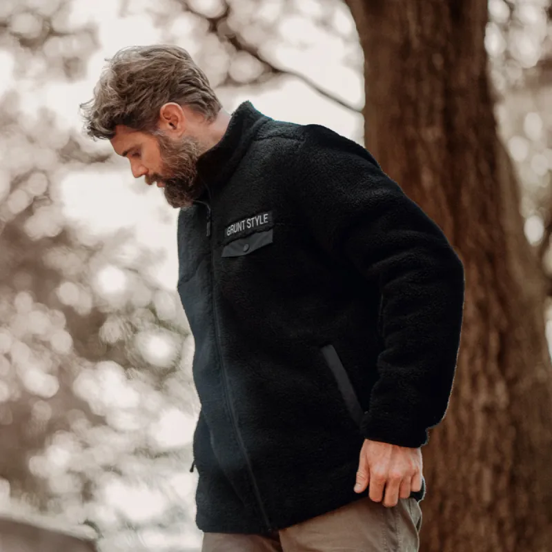 Men's Sherpa Full-Zip - Black sold by Grunt Style