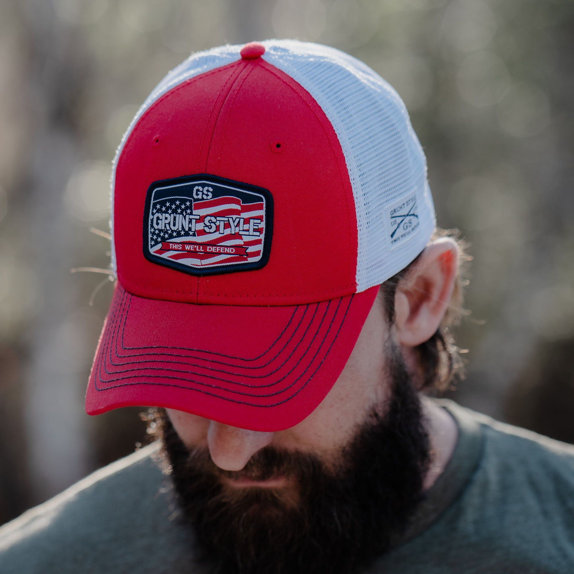 Old Glory Patch Hat - Red sold by Grunt Style product image thumbnail 3