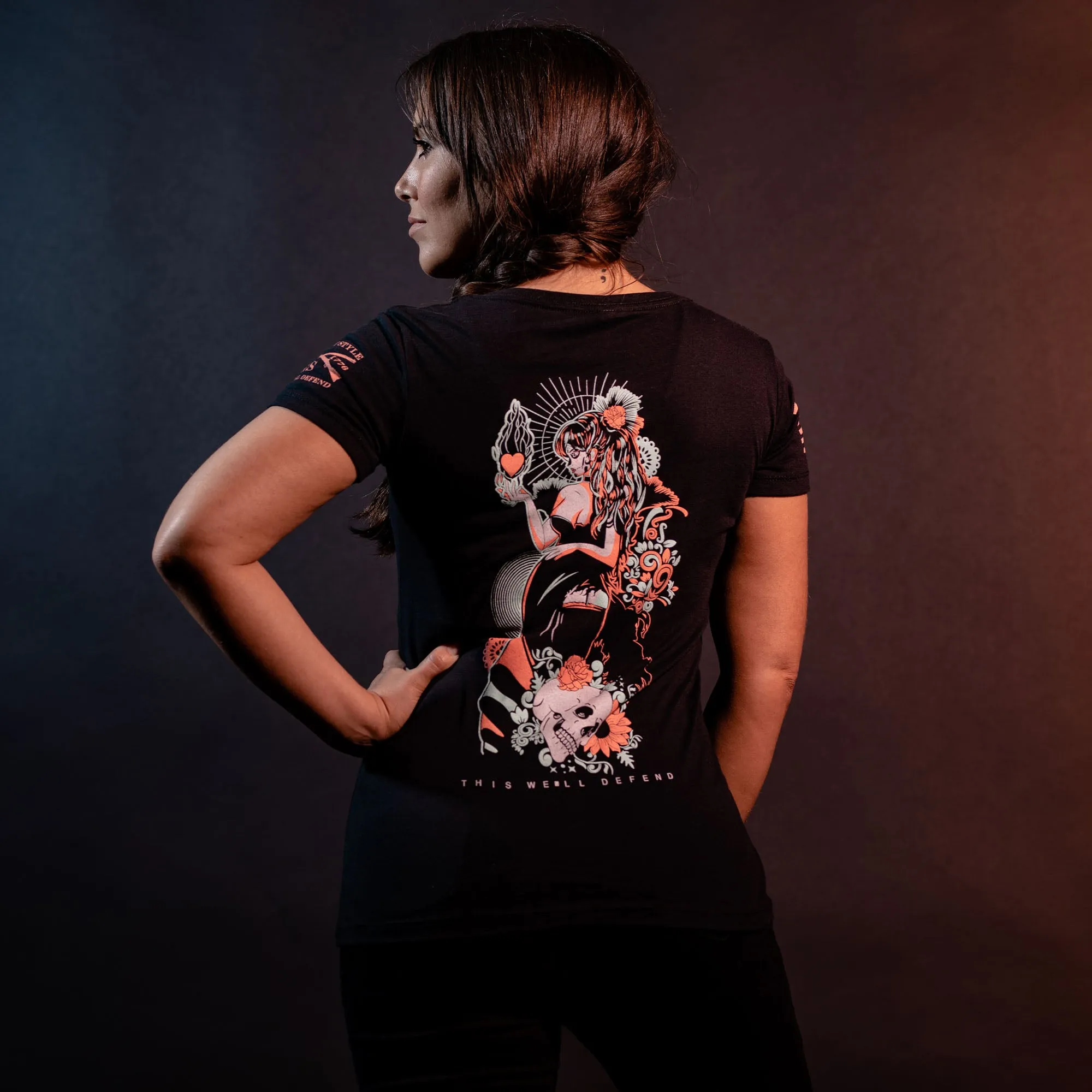 Women's In Hearts We Live Forever V-Neck - Black sold by Grunt Style