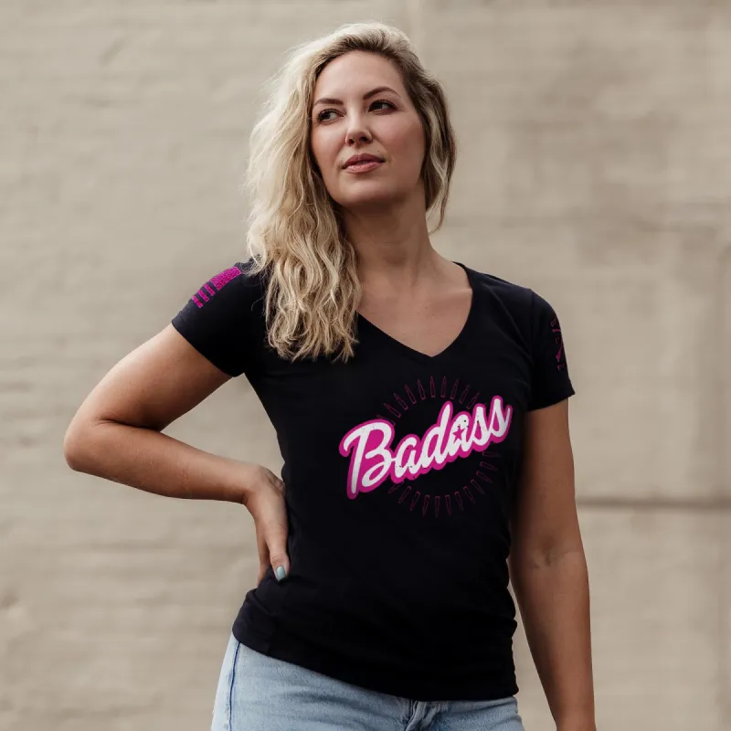 Women's Badass V-Neck - Black sold by Grunt Style