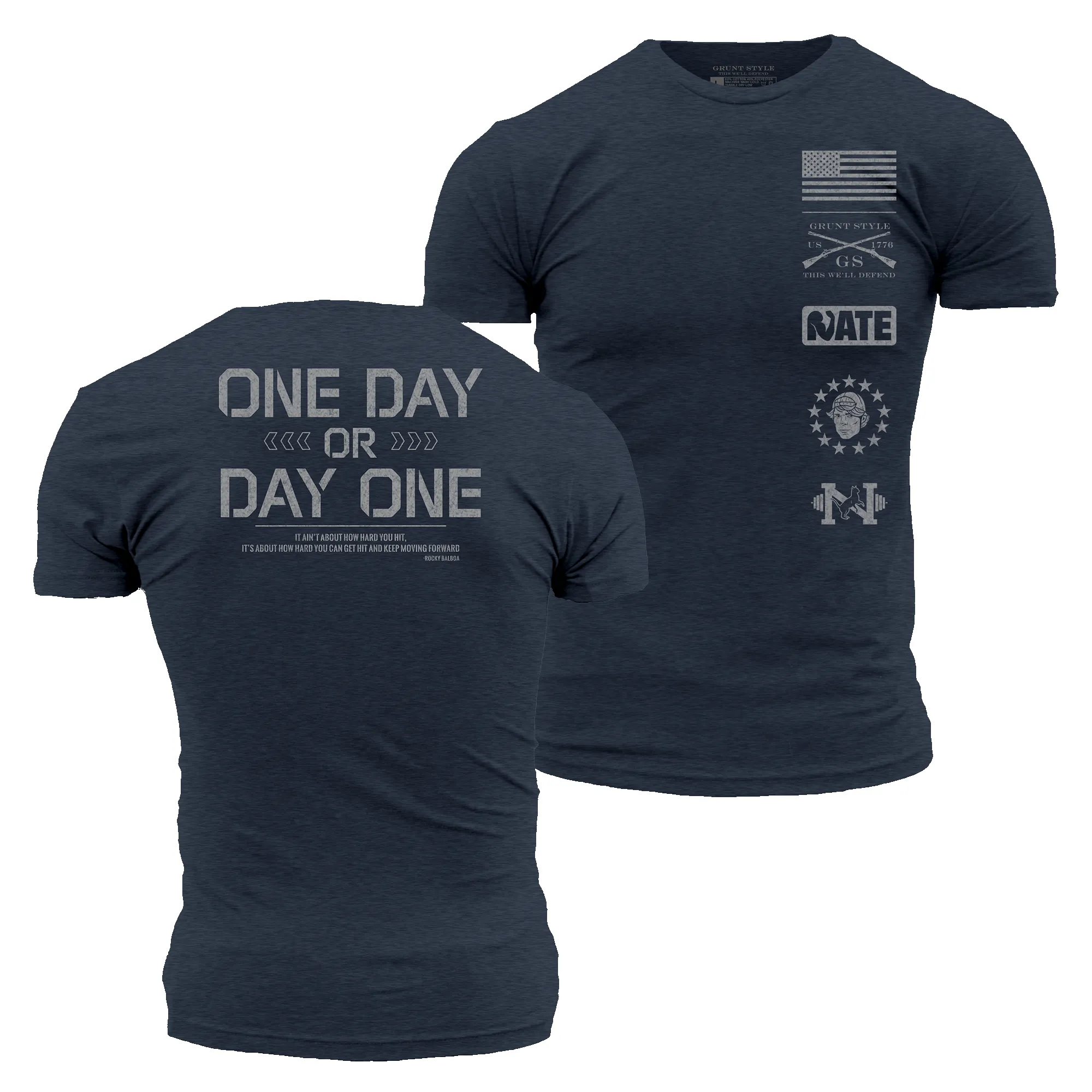 It's Nate - One Day Or Day One T-Shirt - Midnight Navy sold by Grunt Style