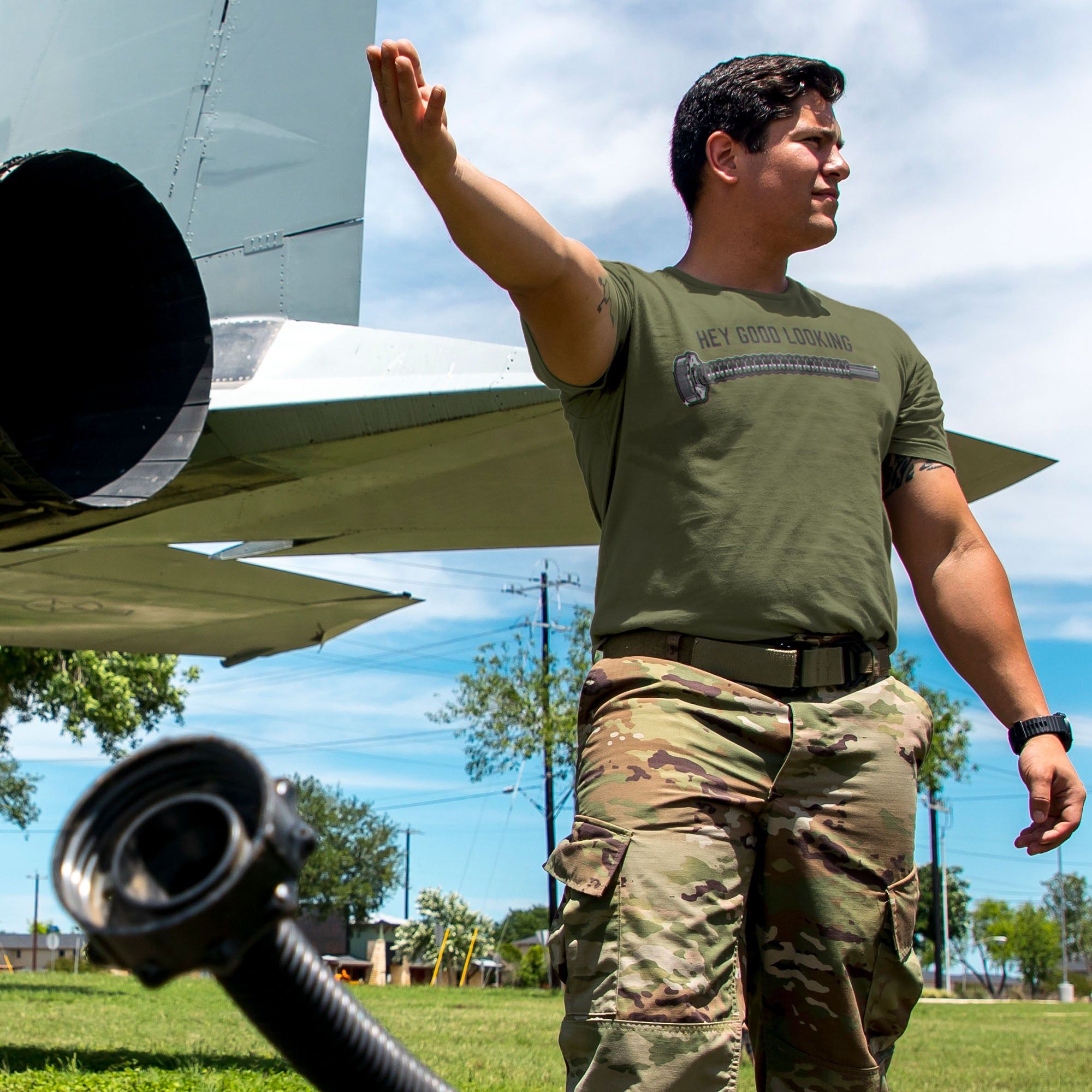 Hey Good Looking T-Shirt - Military Green sold by Grunt Style product image thumbnail 3