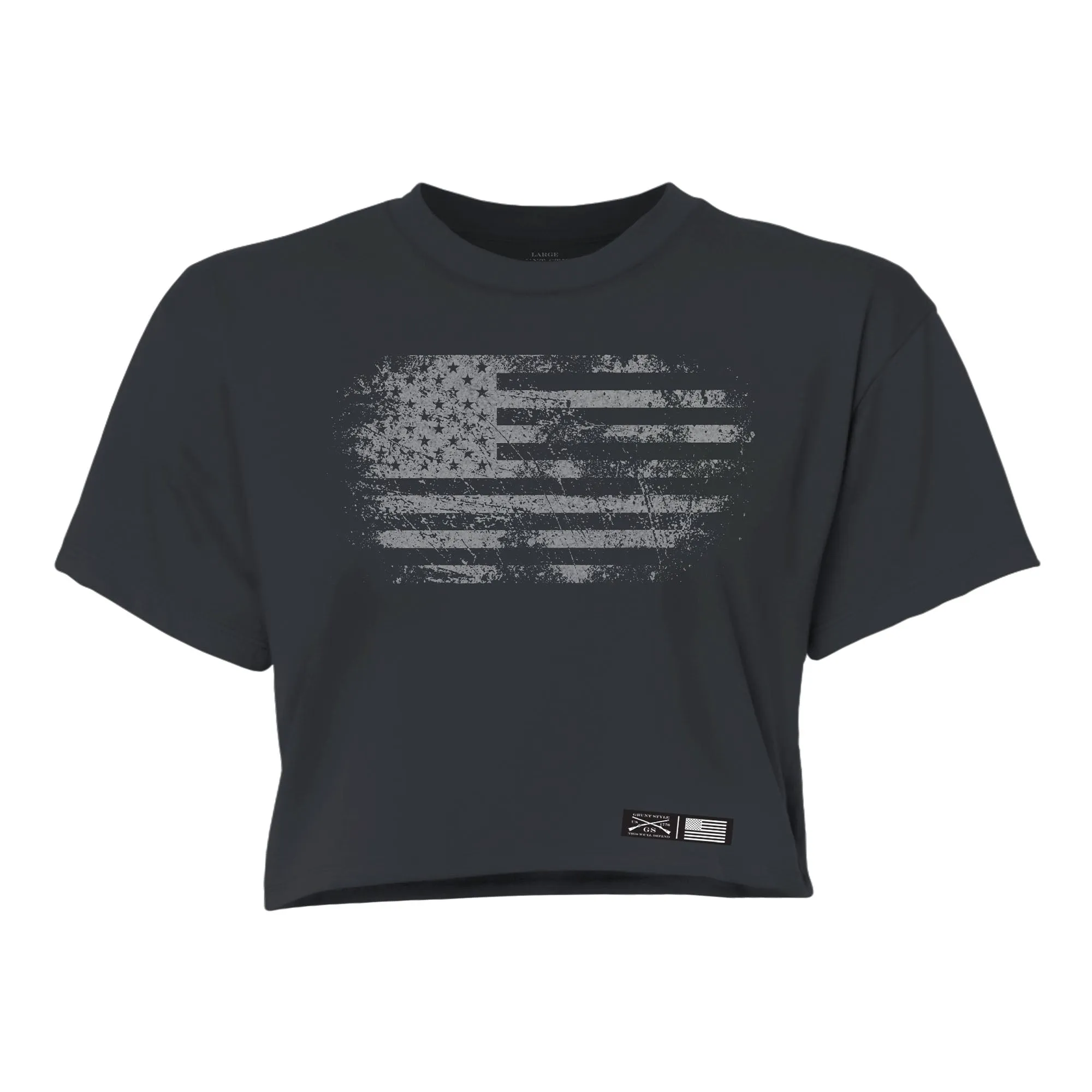 Women's Vintage American Flag Cropped T-Shirt - Heavy Metal sold by Grunt Style product image thumbnail 4