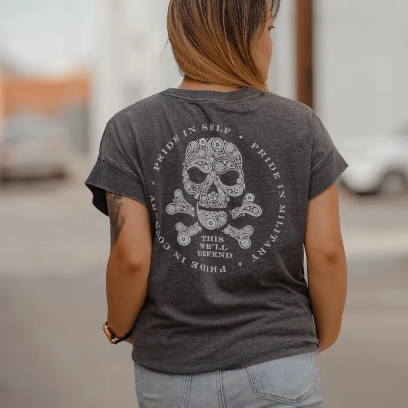 Women's Death Paisley Vintage Fit T-Shirt - Washed Black sold by Grunt Style