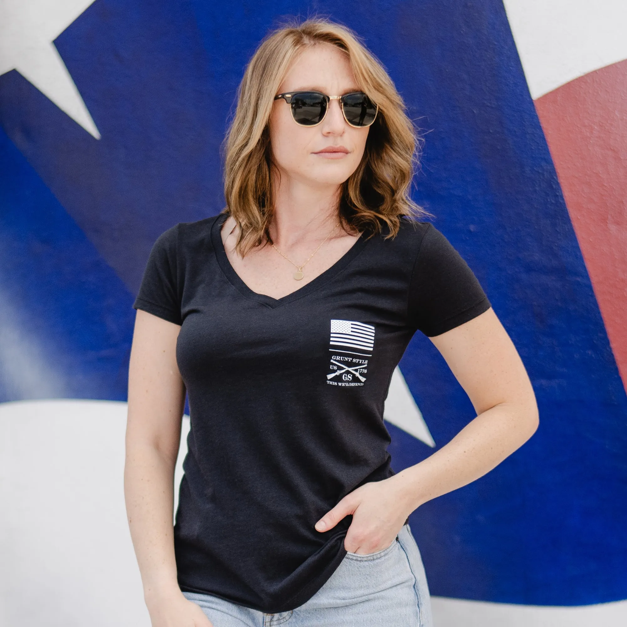 Women's Liberty V-Neck - Black sold by Grunt Style product image thumbnail 2