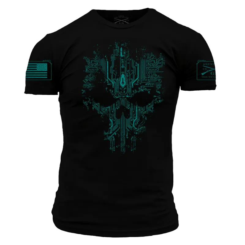 Circuit Skull T-Shirt - Black made by Grunt Style