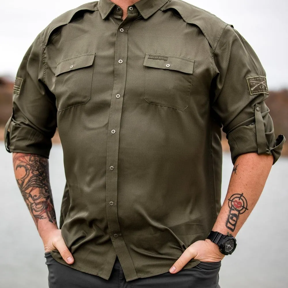 Long Sleeve Fishing Shirt - Olive sold by Grunt Style product image thumbnail 2
