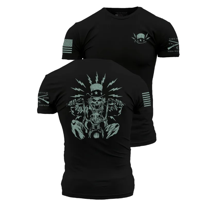 Uncle Sam Freedom Rider T-Shirt - Black sold by Grunt Style
