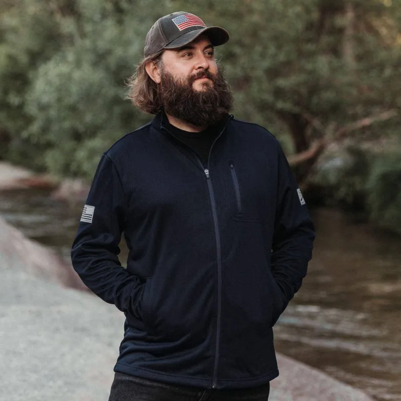 Men's Waffle Top Full-Zip Jacket - Navy sold by Grunt Style