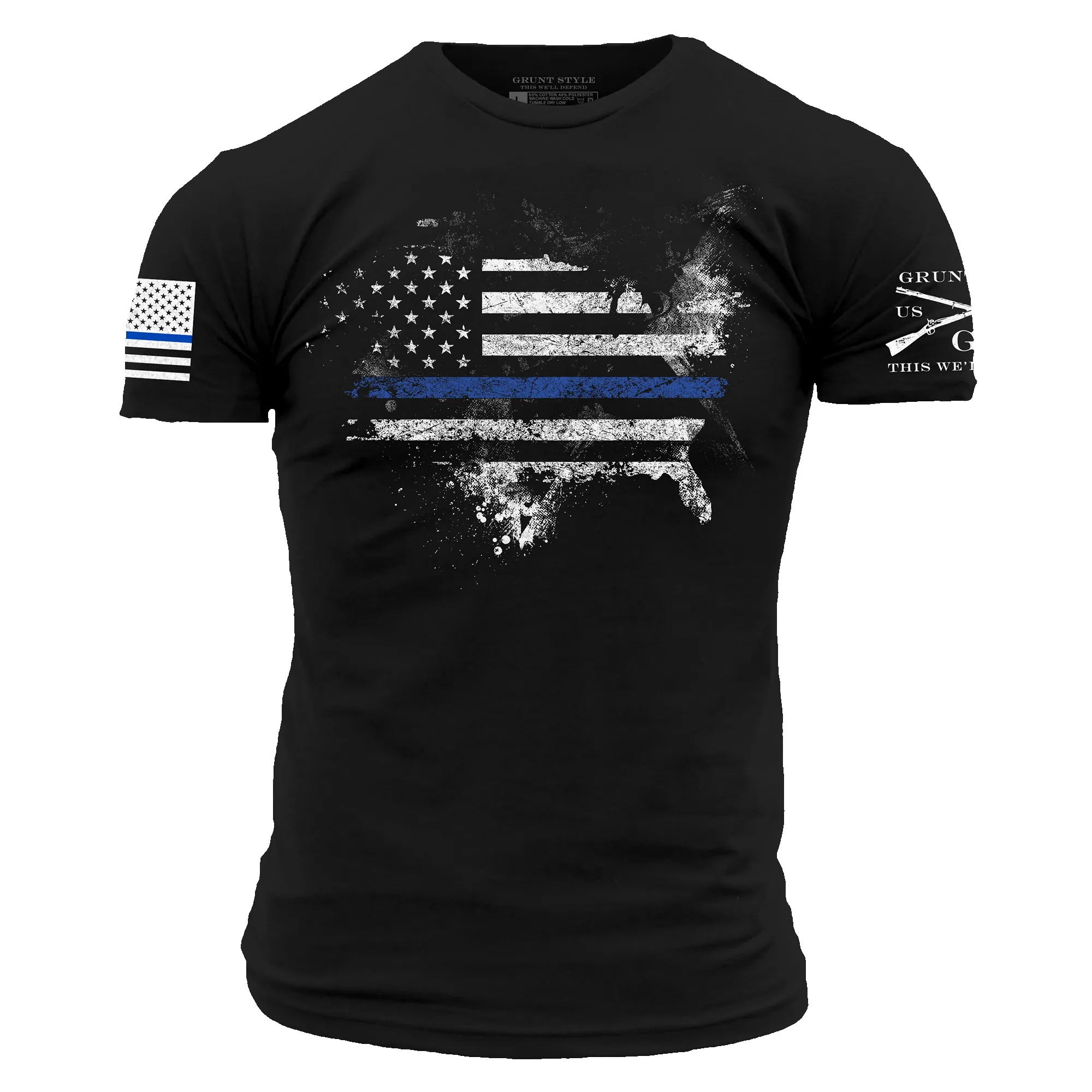 Blue Line American Acid T-Shirt - Black sold by Grunt Style
