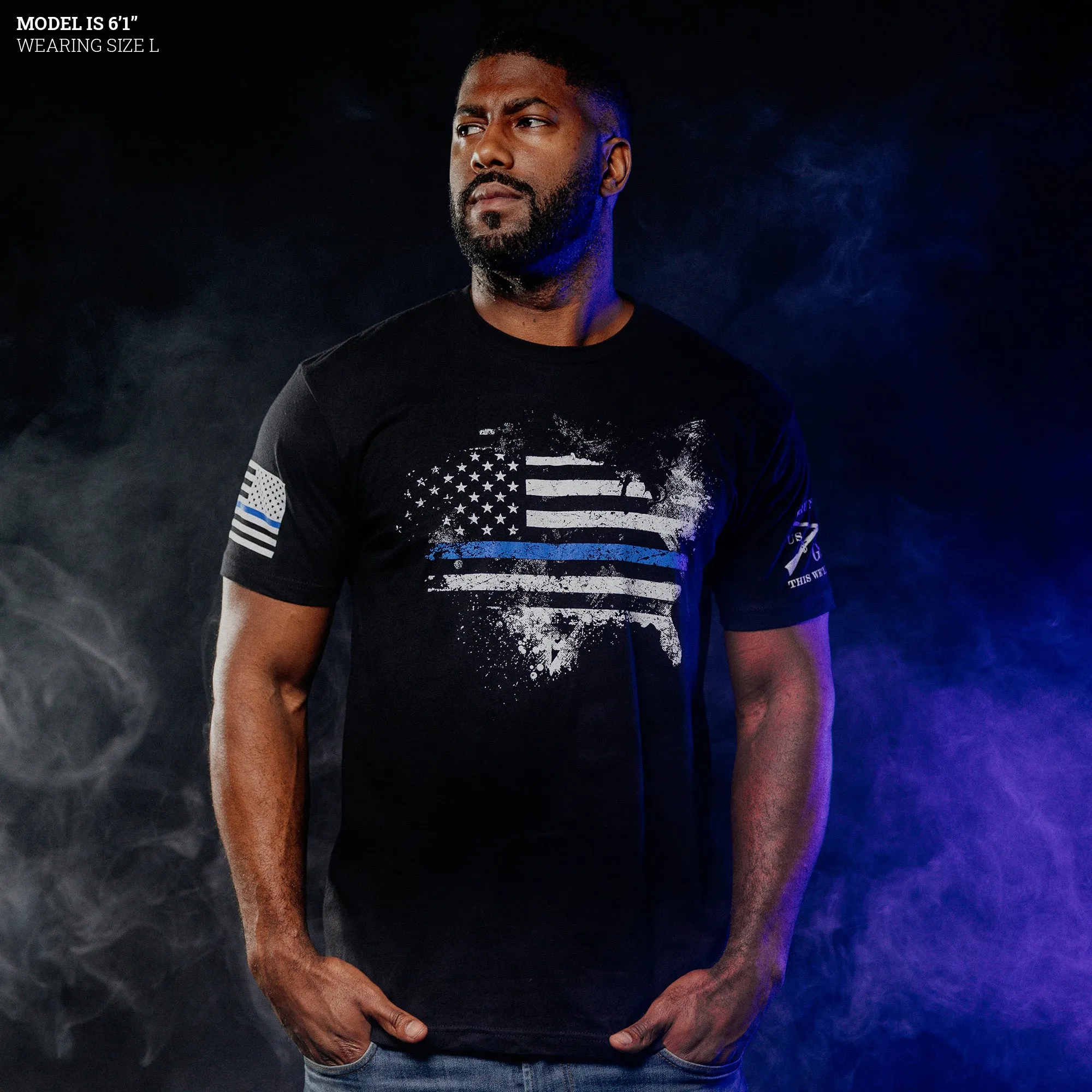 Blue Line American Acid T-Shirt - Black sold by Grunt Style product image thumbnail 3