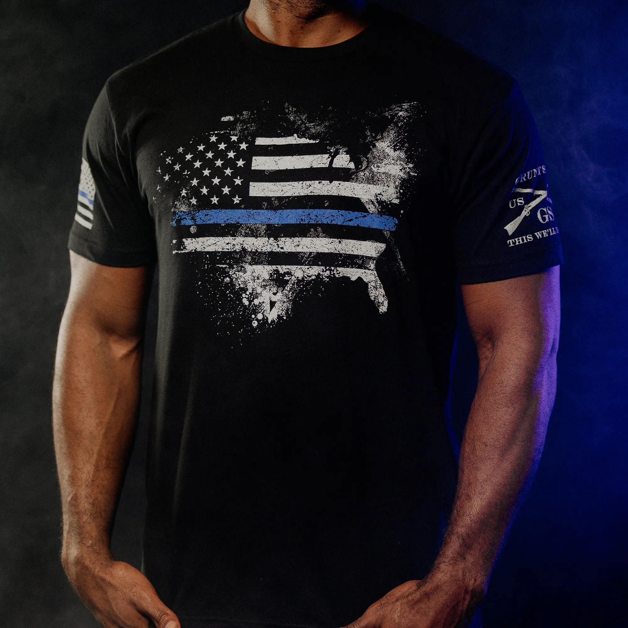 Blue Line American Acid T-Shirt - Black sold by Grunt Style product image thumbnail 5