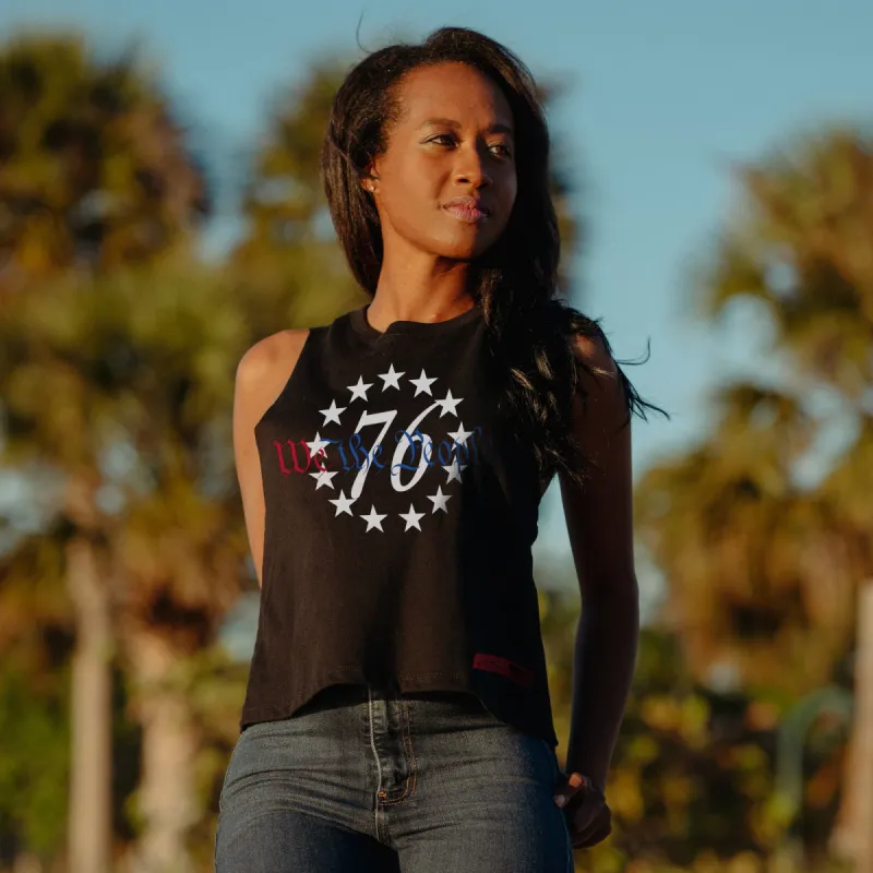 Women's 76 We The People Racerback Cropped Tank - Black sold by Grunt Style