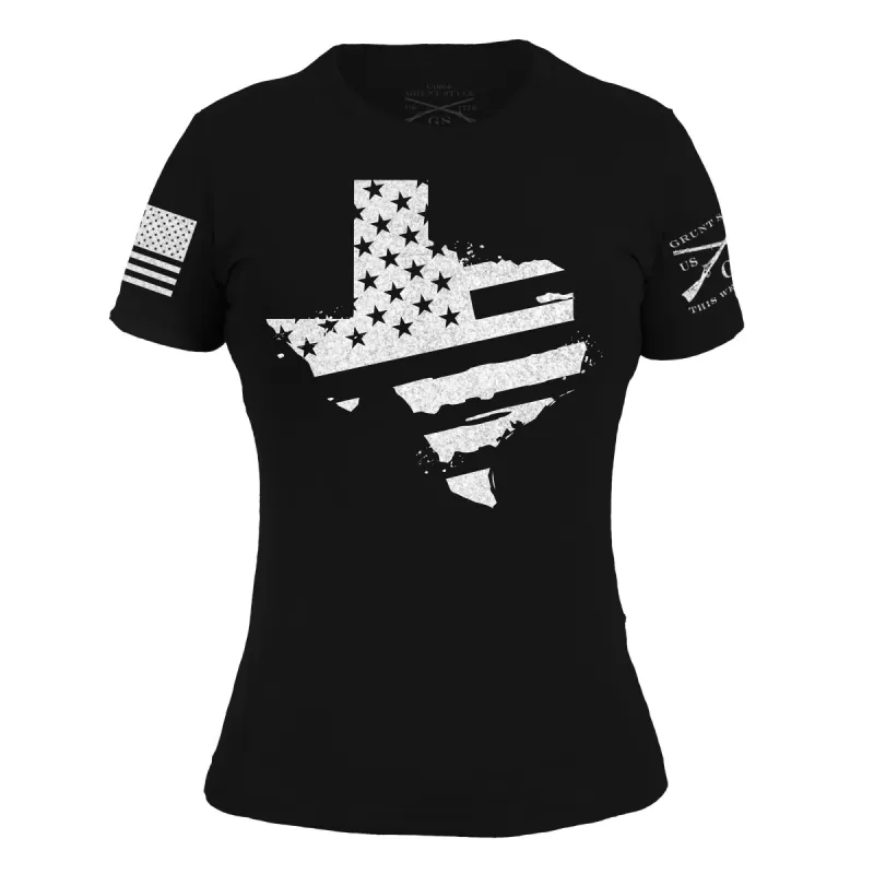 Women's Stars & Stripes - Texas Women's Slim FIt Tee - Black sold by Grunt Style
