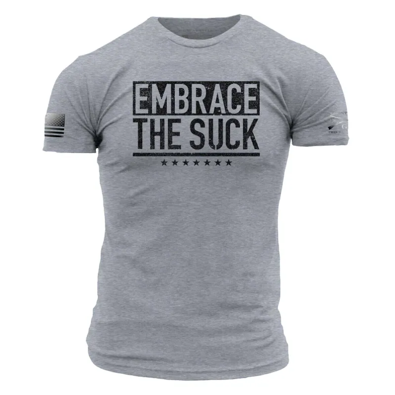 Embrace The Suck 2.0 Training T-Shirt - Dark Heather Gray sold by Grunt Style