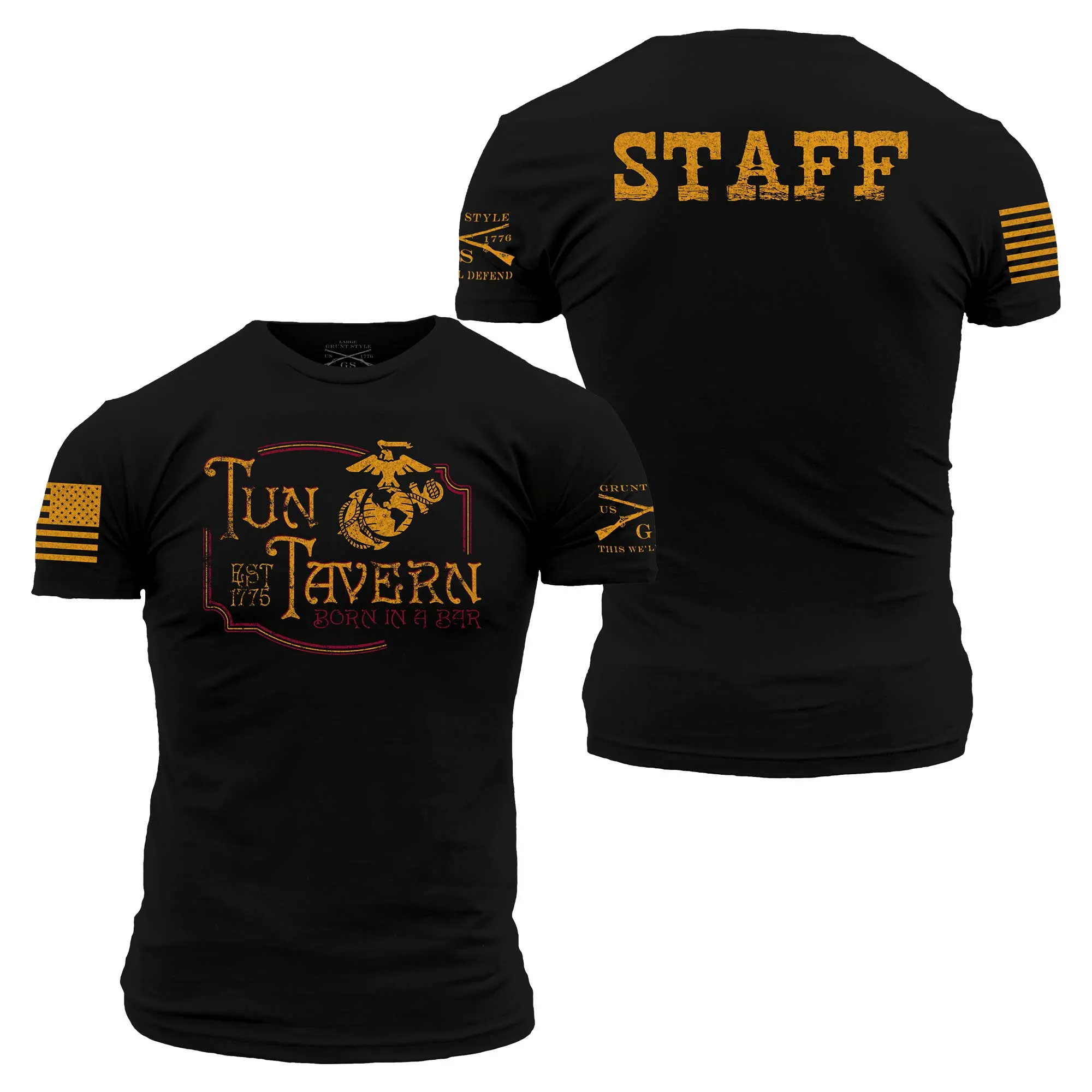 USMC - Tun Tavern Staff T-Shirt- Black sold by Grunt Style