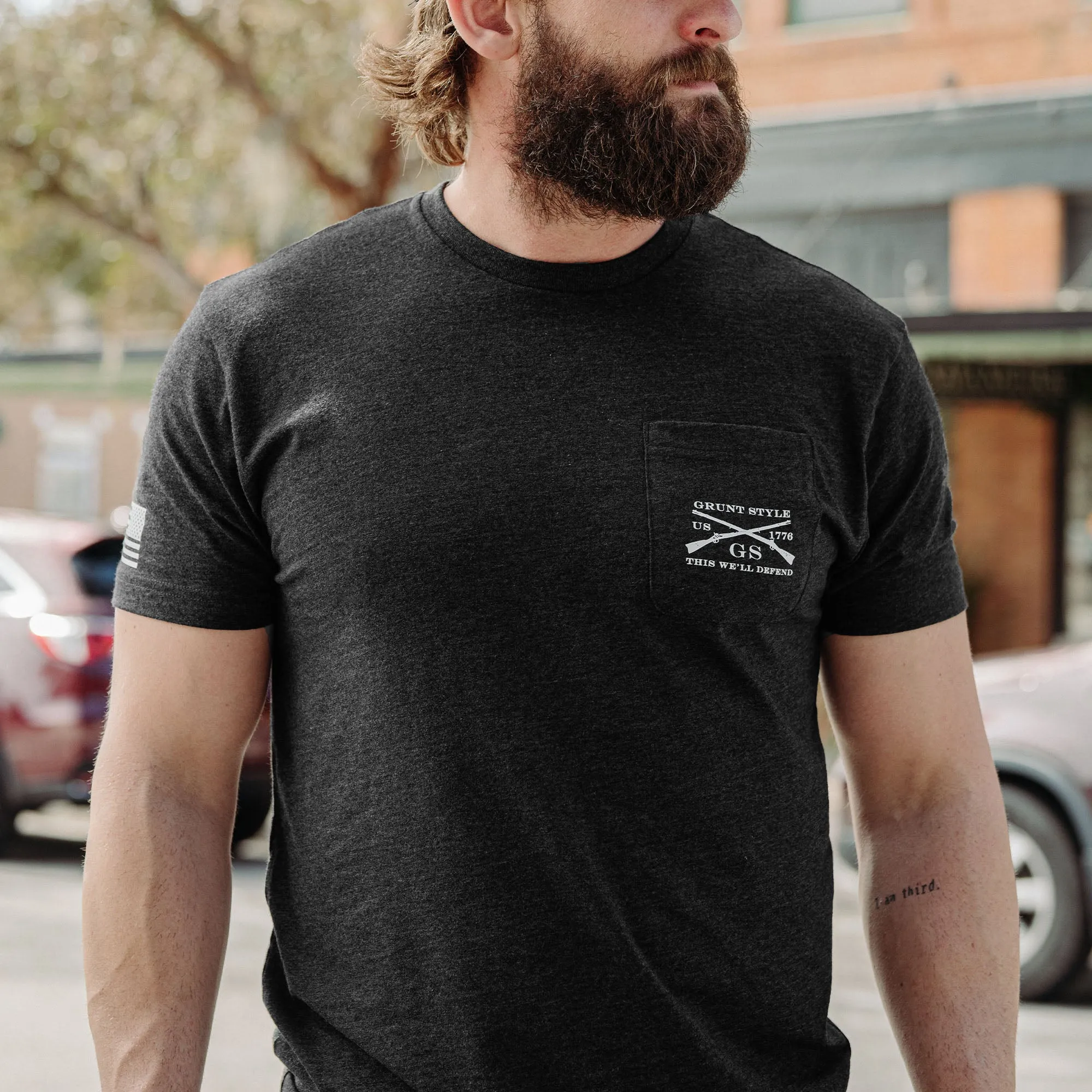 Basic Pocket T-Shirt - Black Heather sold by Grunt Style