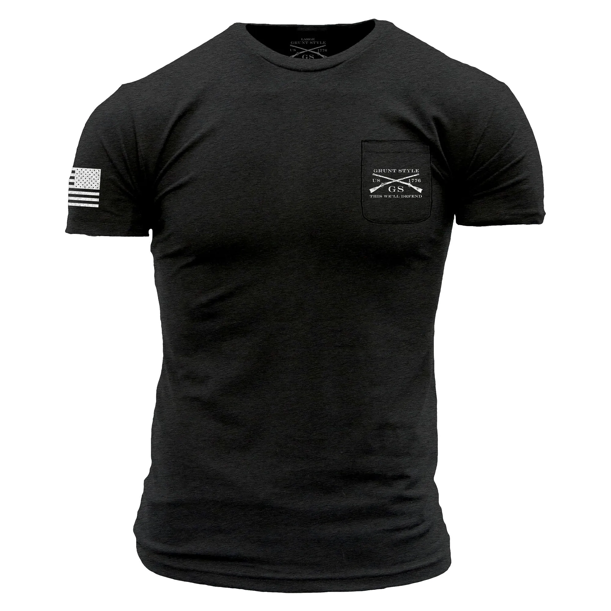 Basic Pocket T-Shirt - Black Heather sold by Grunt Style product image thumbnail 2