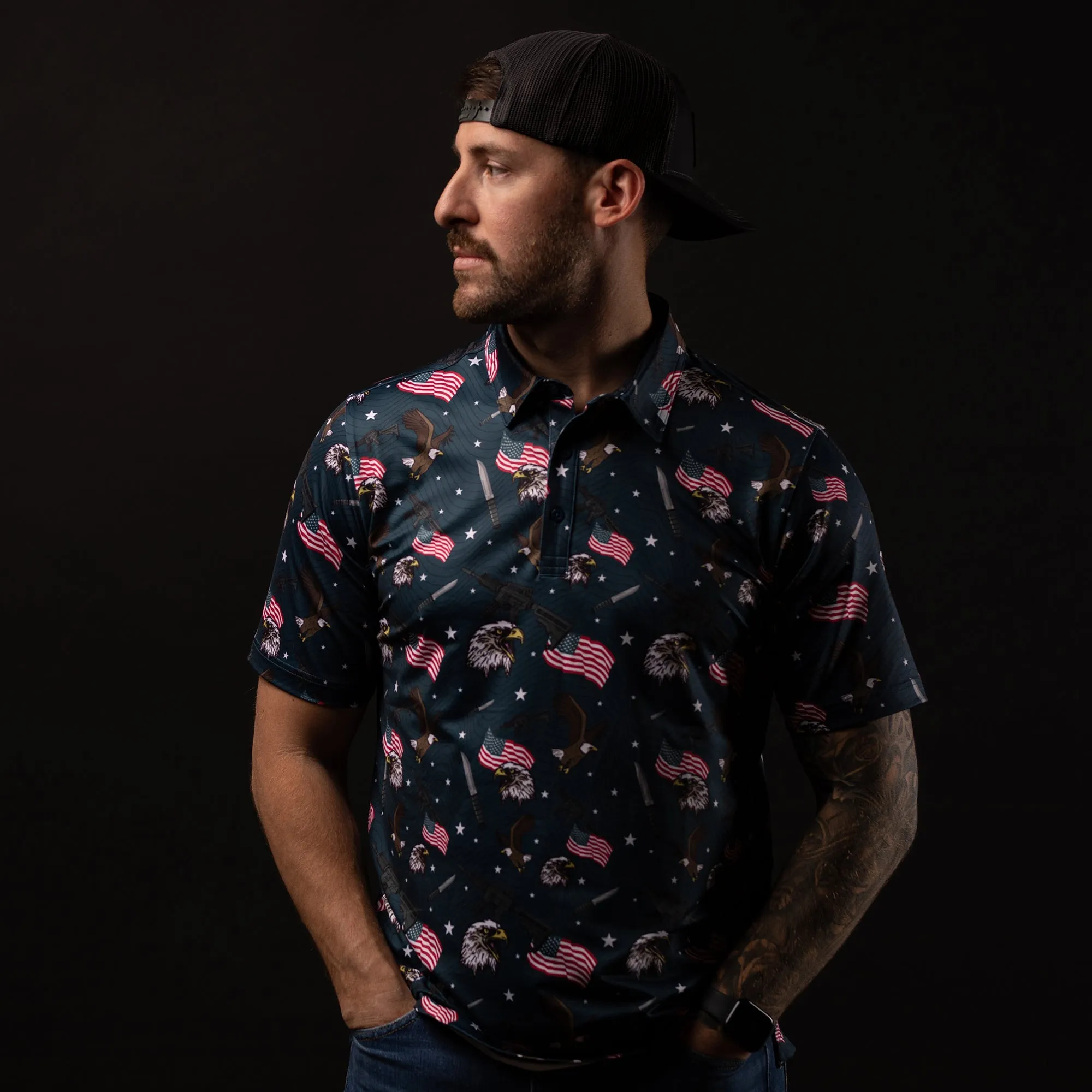 Tac Eagle Men's Polo sold by Grunt Style