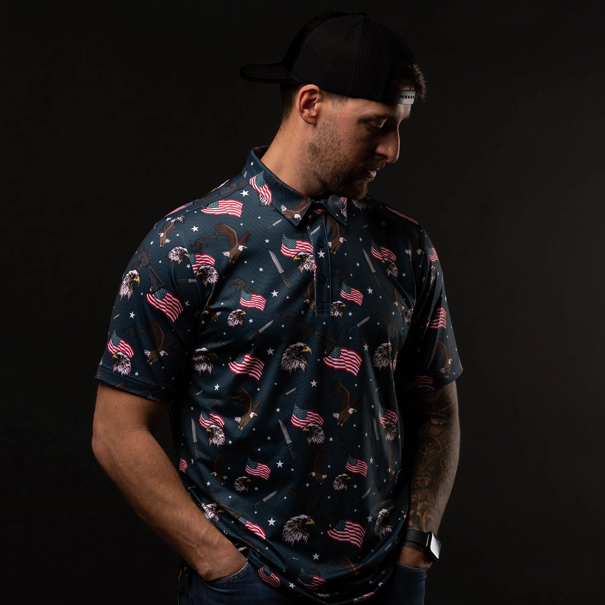 Tac Eagle Men's Polo sold by Grunt Style product image thumbnail 3