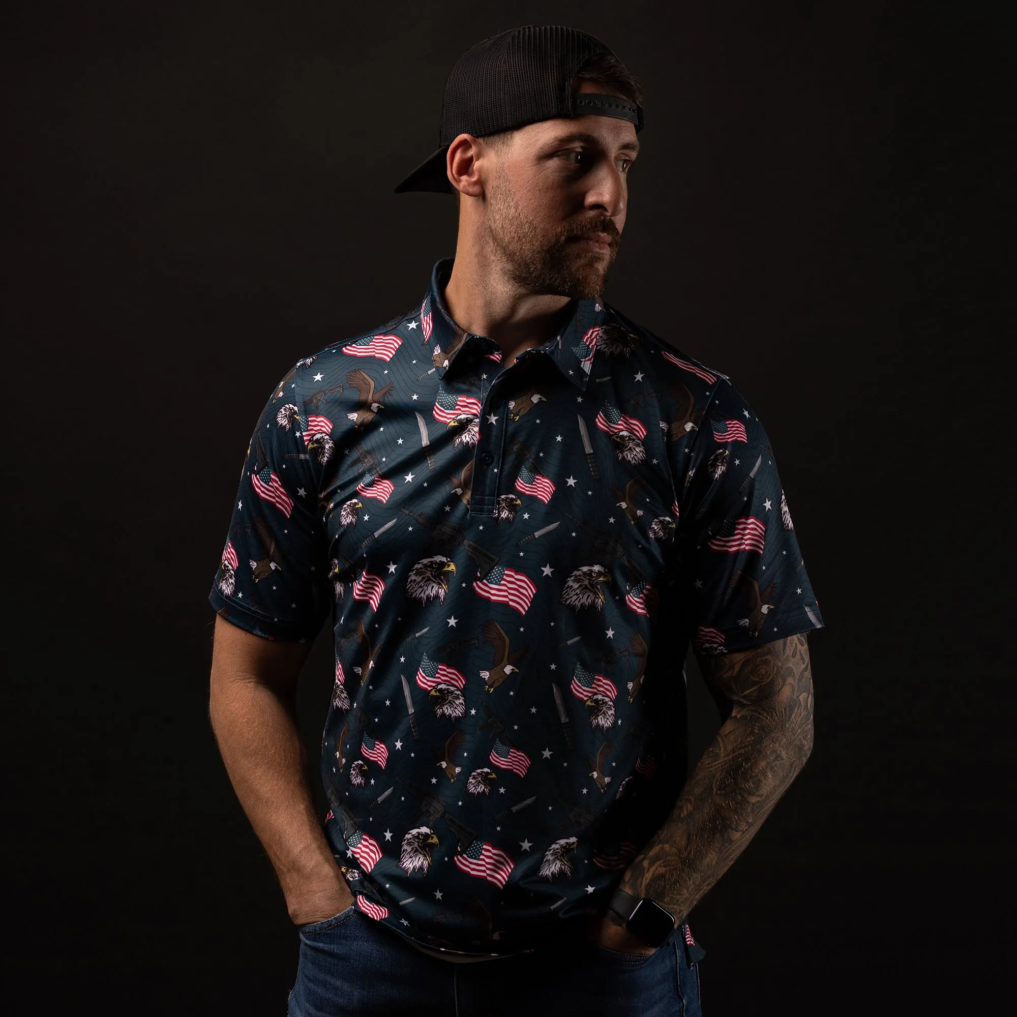 Tac Eagle Men's Polo sold by Grunt Style product image thumbnail 4