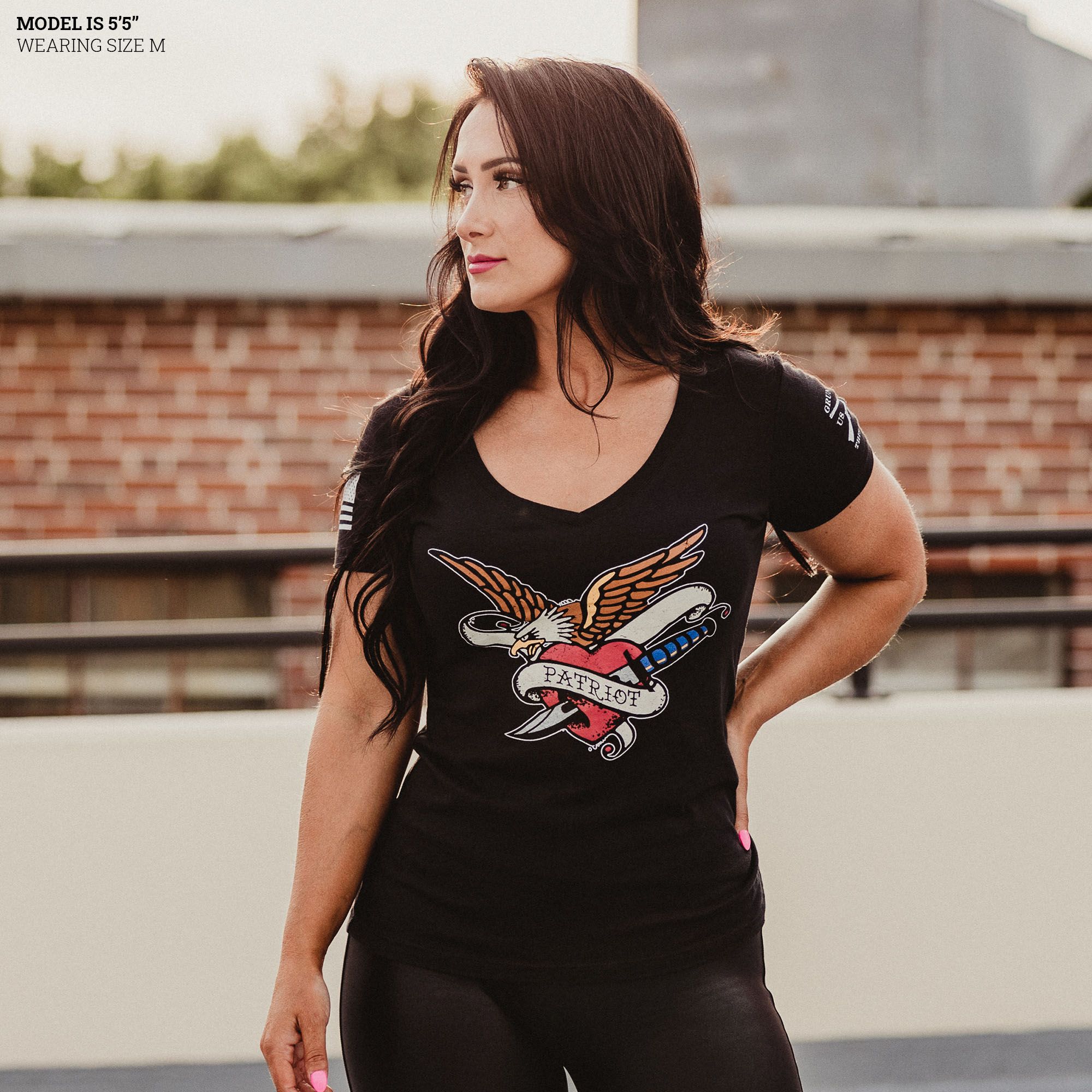 Women's Patriot Ink V-Neck - Black sold by Grunt Style product image thumbnail 2