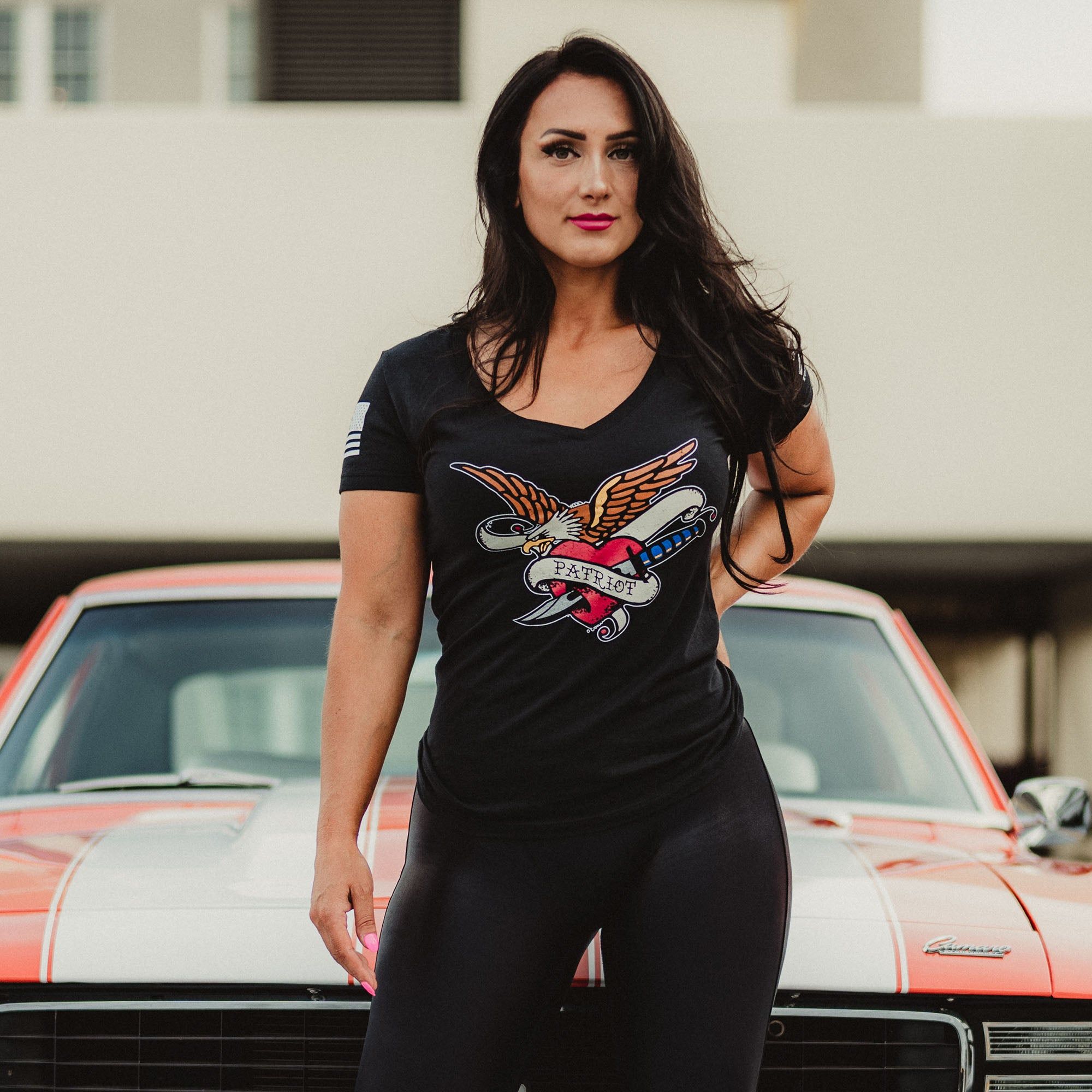 Women's Patriot Ink V-Neck - Black sold by Grunt Style product image thumbnail 4