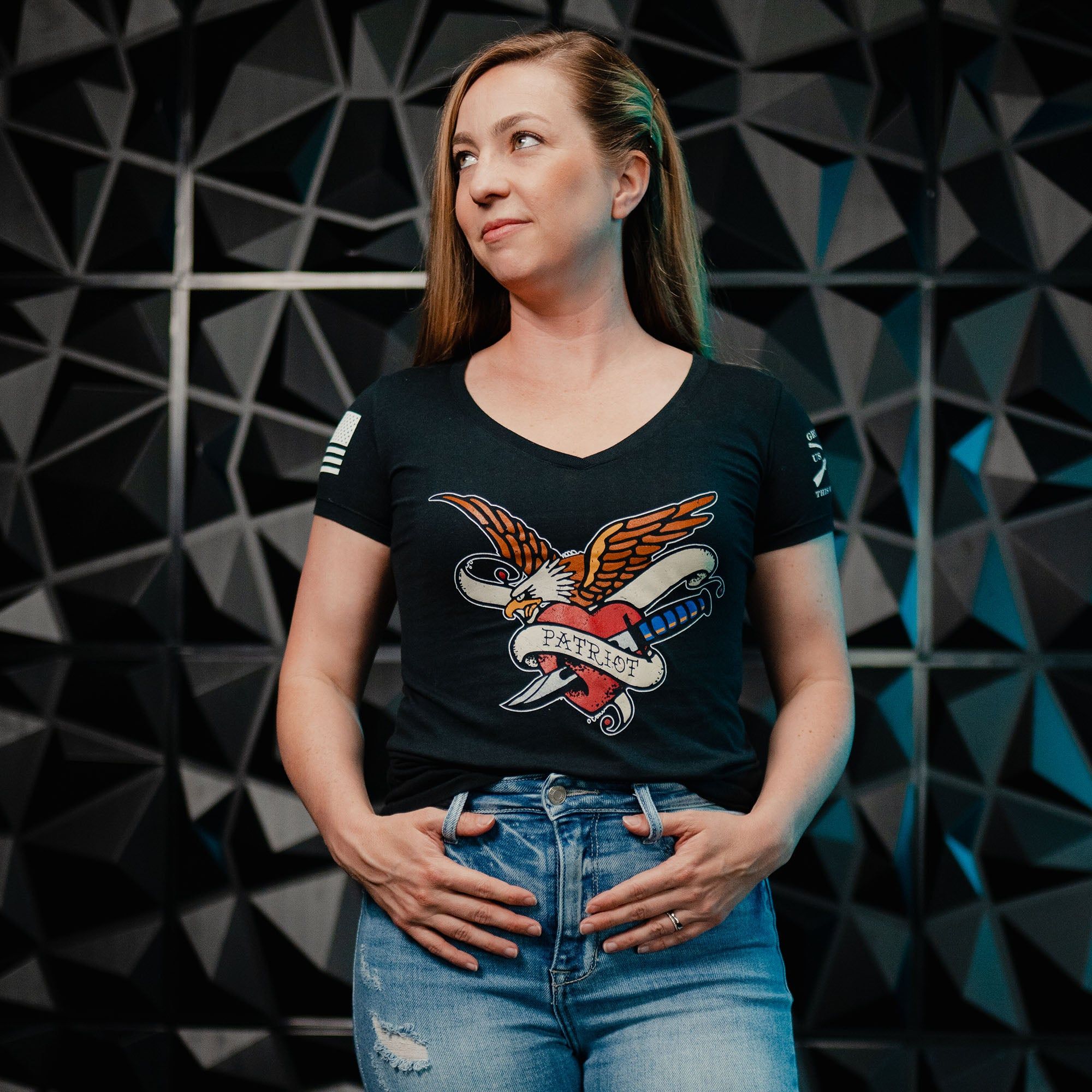 Women's Patriot Ink V-Neck - Black sold by Grunt Style product image thumbnail 7