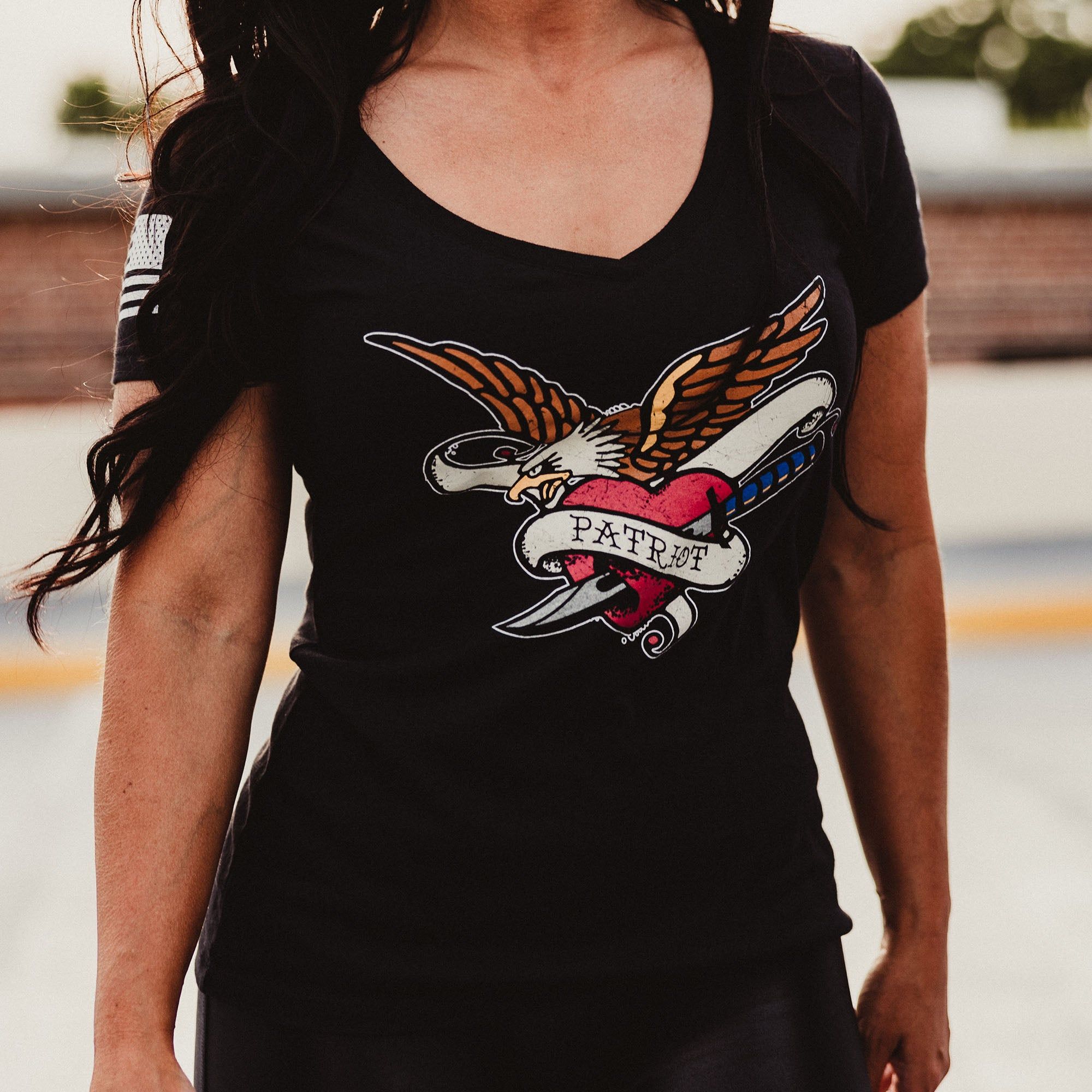 Women's Patriot Ink V-Neck - Black sold by Grunt Style product image thumbnail 6