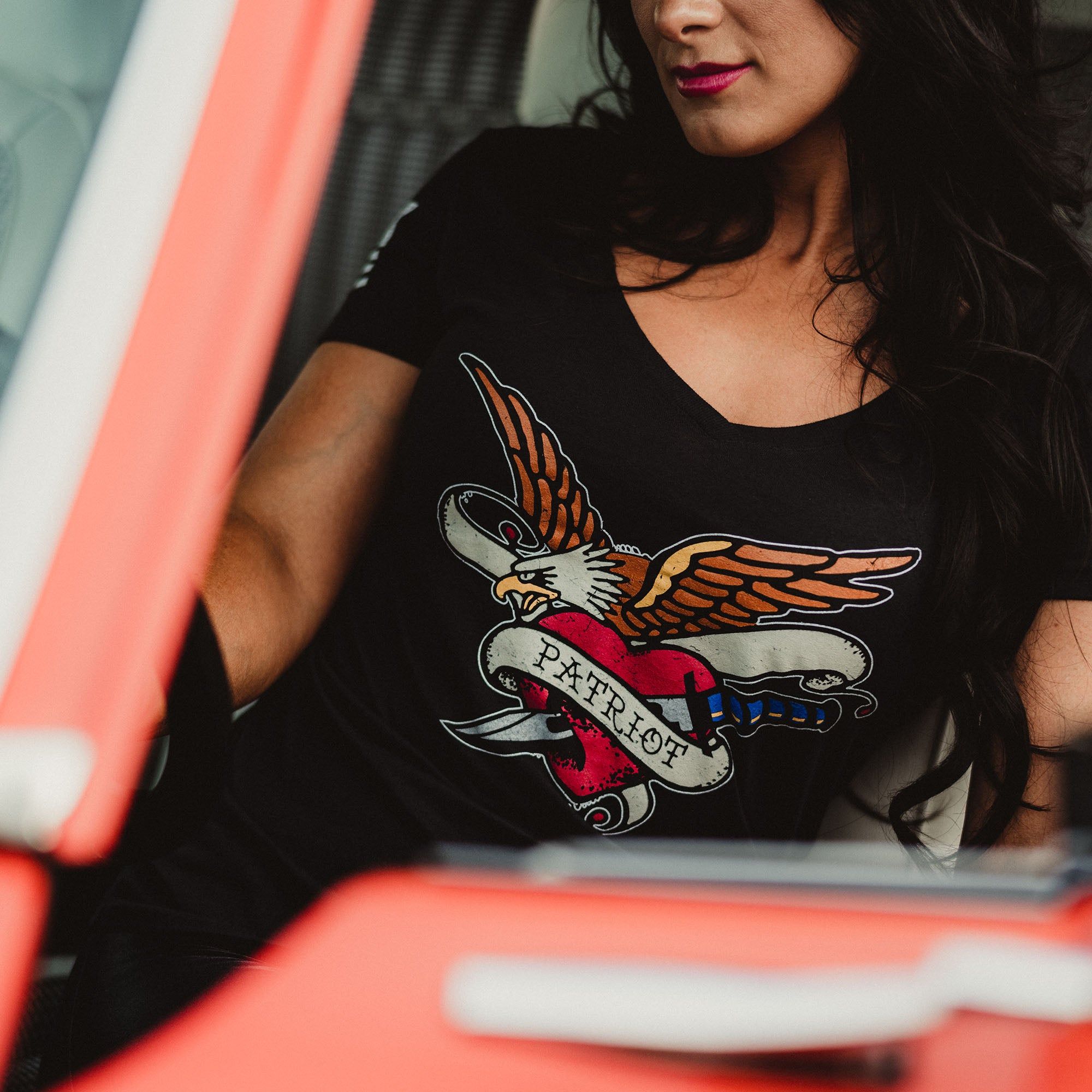 Women's Patriot Ink V-Neck - Black sold by Grunt Style product image thumbnail 3