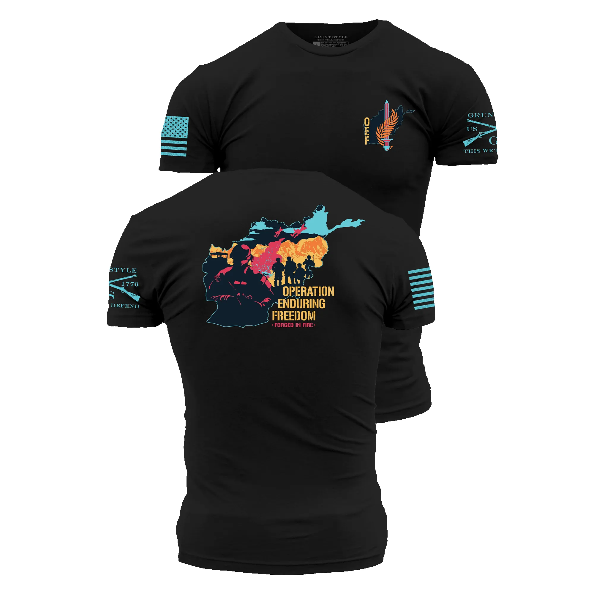 OEF - Forged In Fire T-Shirt - Black sold by Grunt Style