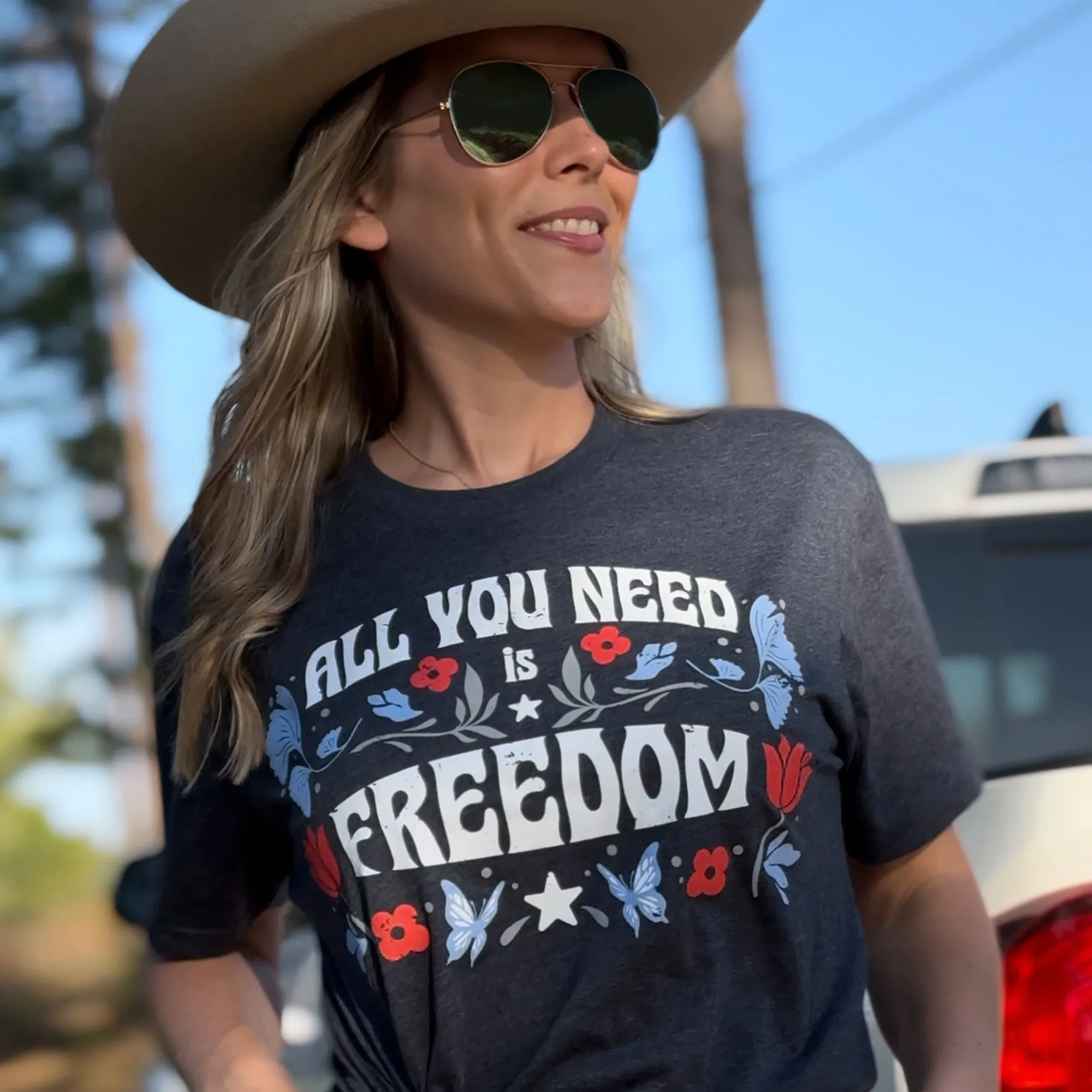 Women's Freedom Boyfriend Fit T-Shirt - Midnight Navy sold by Grunt Style