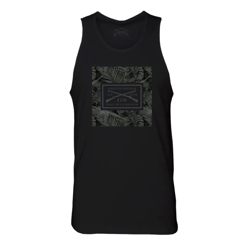Men's Death Flower Logo Tank - Black sold by Grunt Style