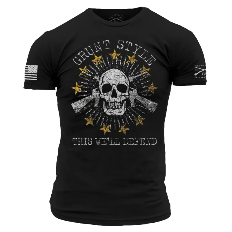 Crossed-Rifle Skull T-Shirt - Black sold by Grunt Style
