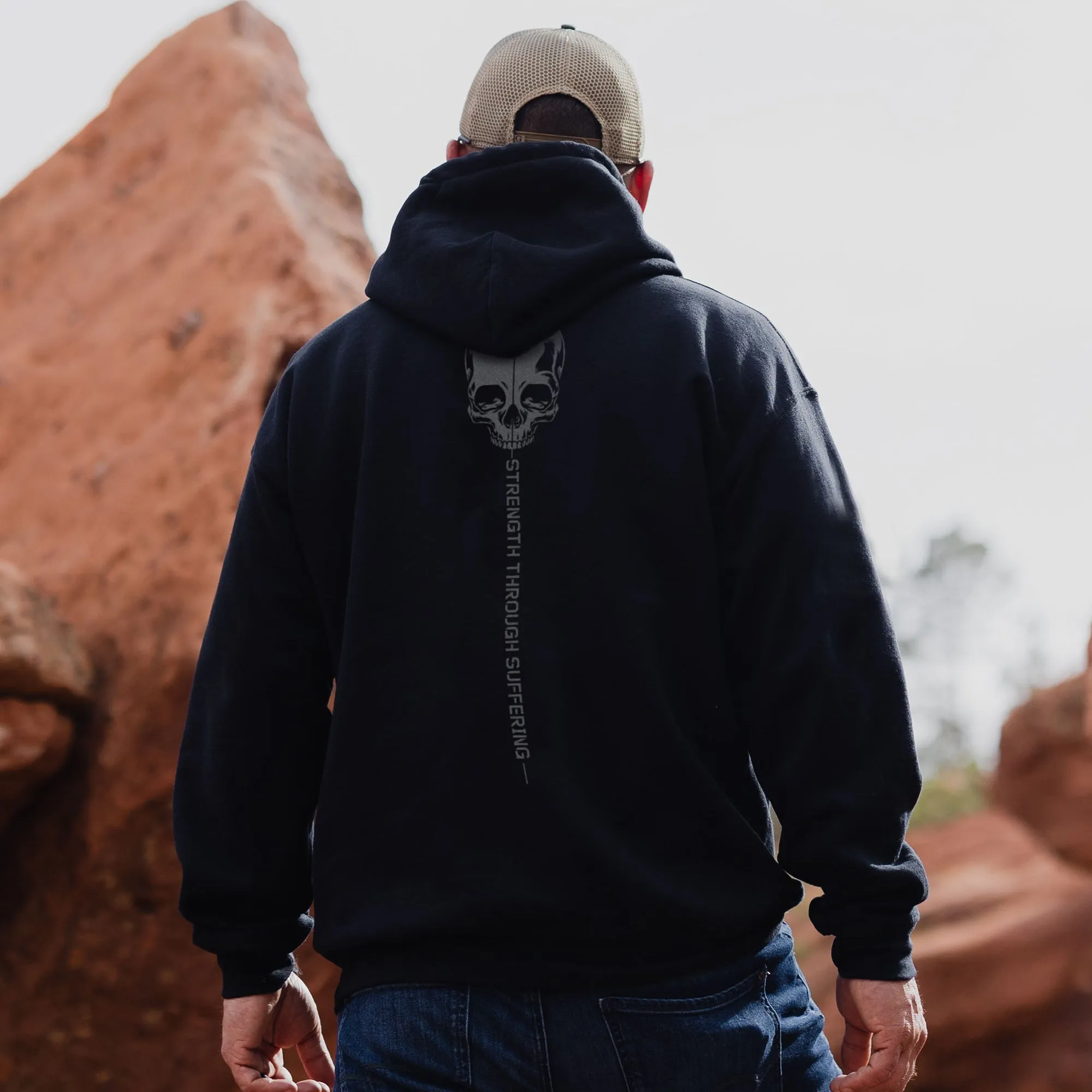 Men's Strength Through Suffering Hoodie - Black sold by Grunt Style product image thumbnail 2