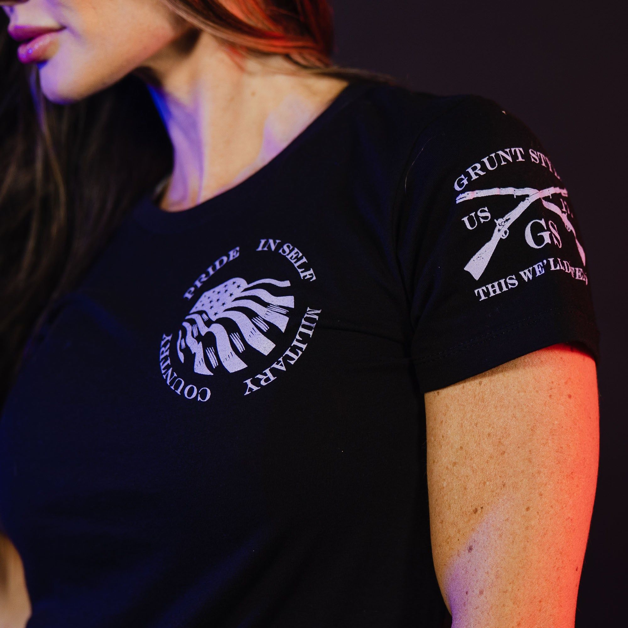 Women's Flag Salute T-Shirt - Black sold by Grunt Style product image thumbnail 4