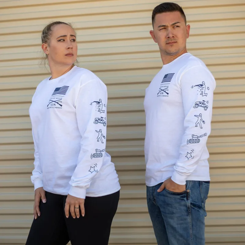 Military Pop Art Long Sleeve - White sold by Grunt Style