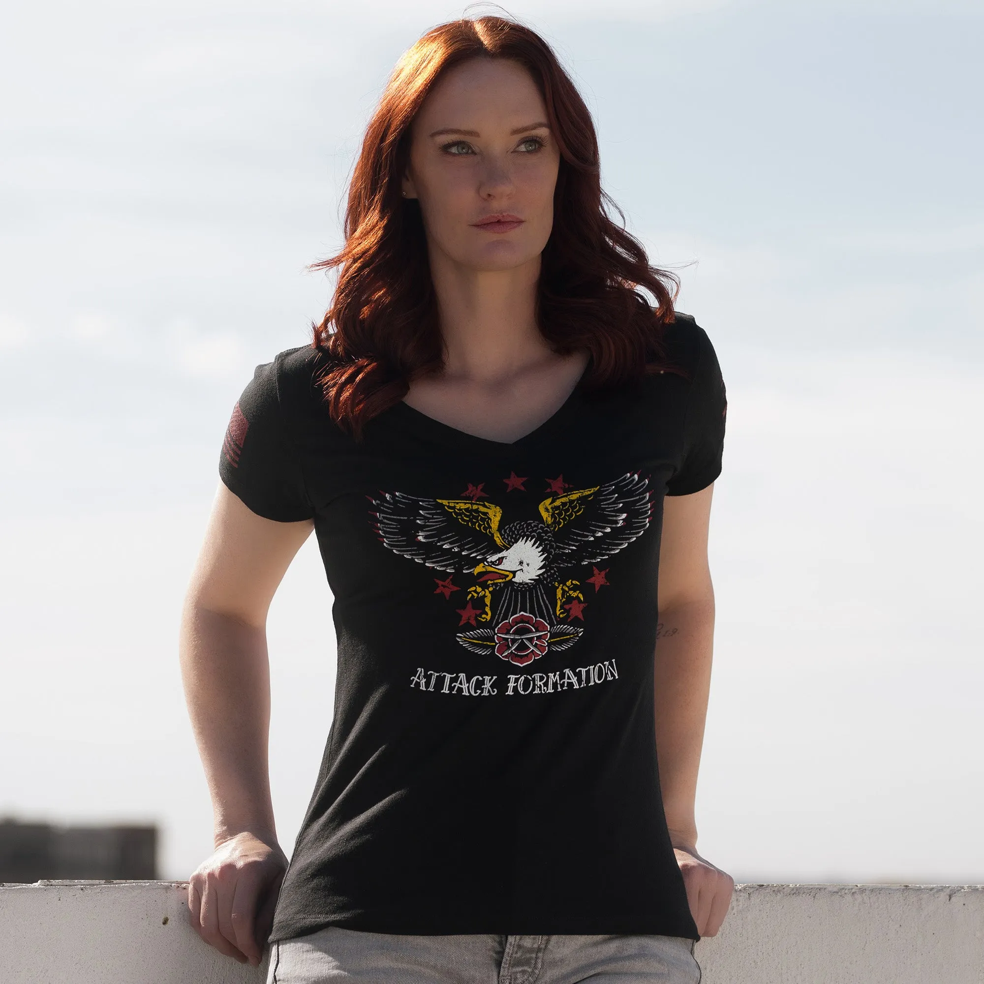 Women's Attack Formation V-Neck - Black sold by Grunt Style product image thumbnail 2