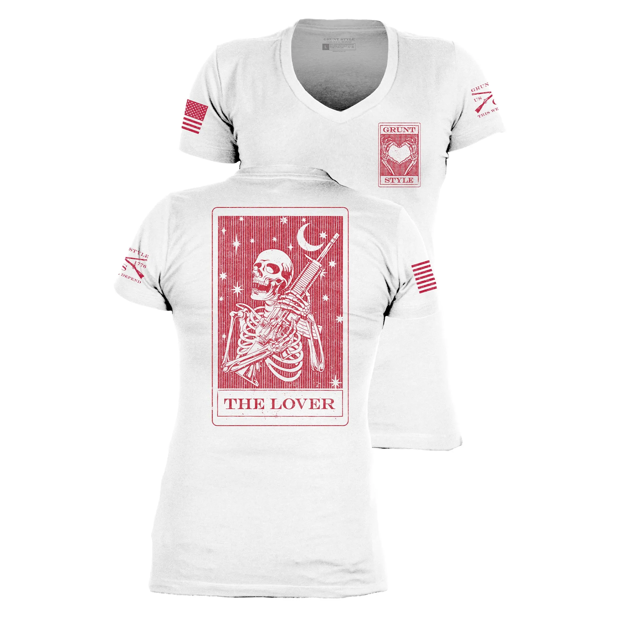 Women's Lover Tarot V-Neck - White sold by Grunt Style product image thumbnail 2
