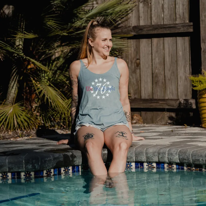 Women's 76 We The People Flowy Tank - Stonewash Denim sold by Grunt Style