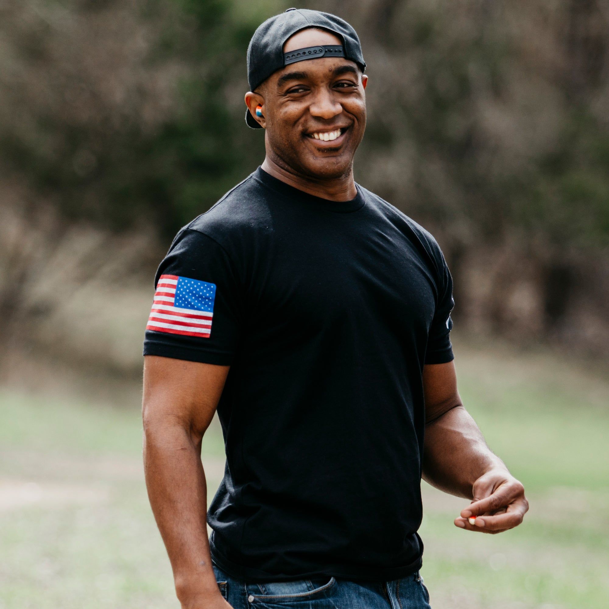 Full Color Flag Basic T-Shirt - Black sold by Grunt Style