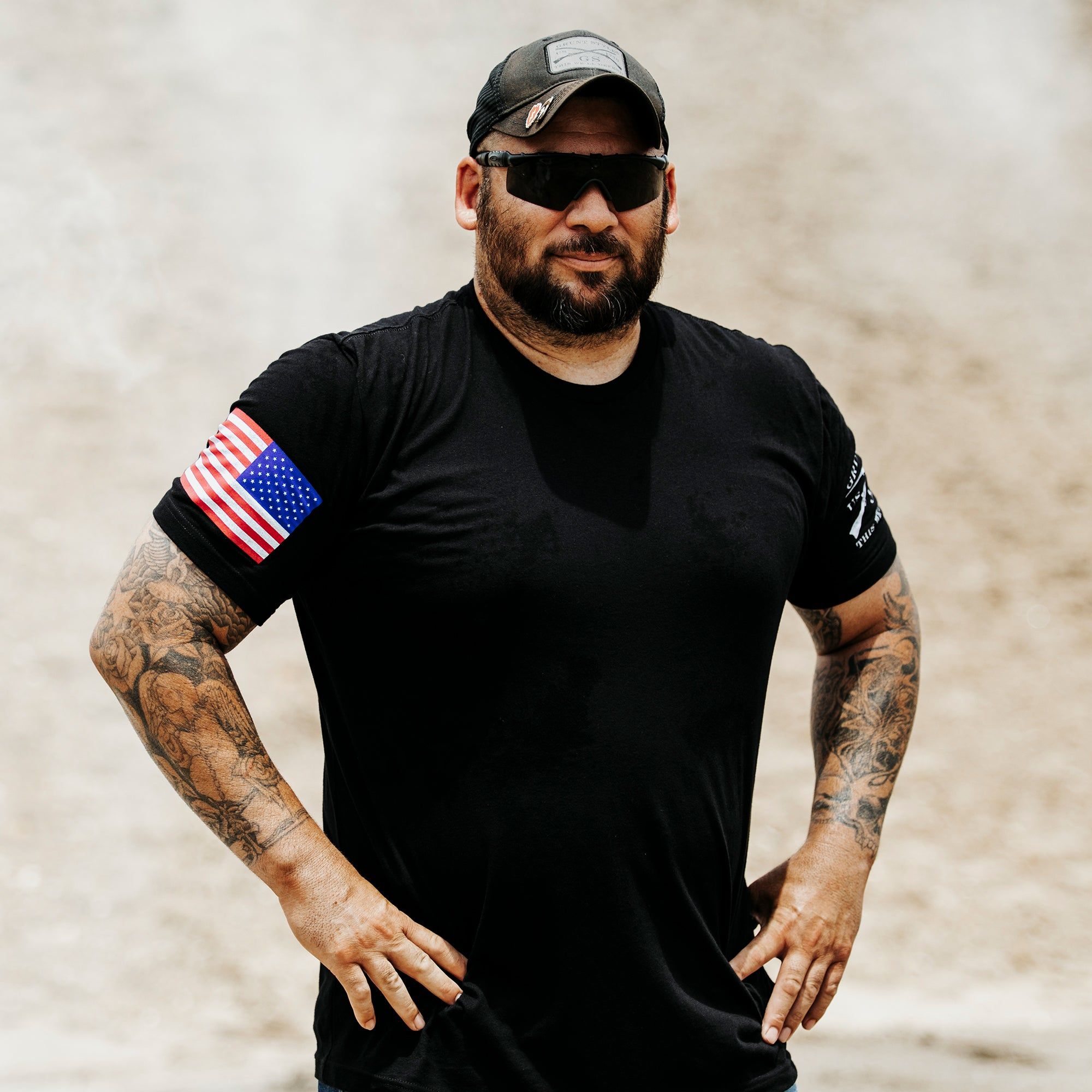 Full Color Flag Basic T-Shirt - Black sold by Grunt Style product image thumbnail 4