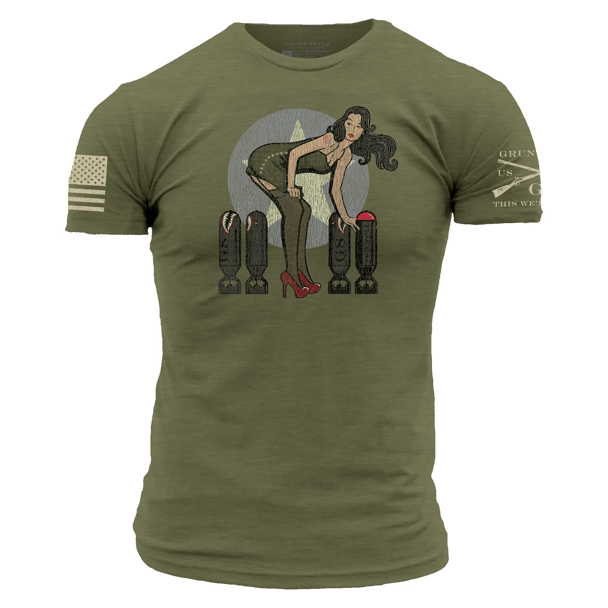 Bombs Away T-Shirt - Military Green sold by Grunt Style
