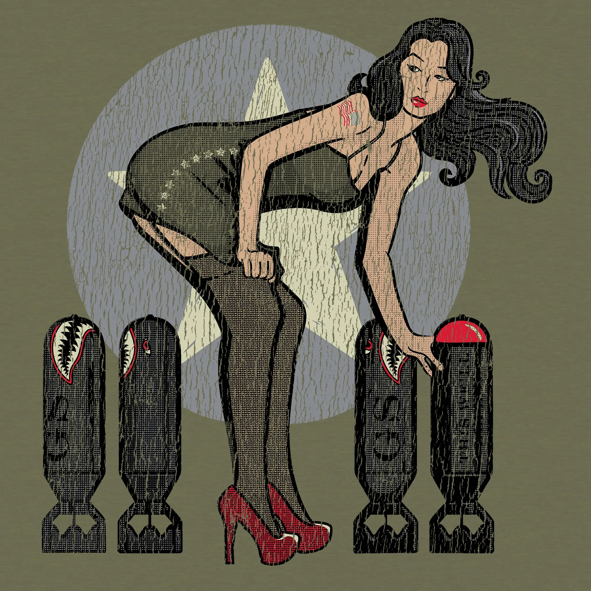 Bombs Away T-Shirt - Military Green sold by Grunt Style product image thumbnail 3