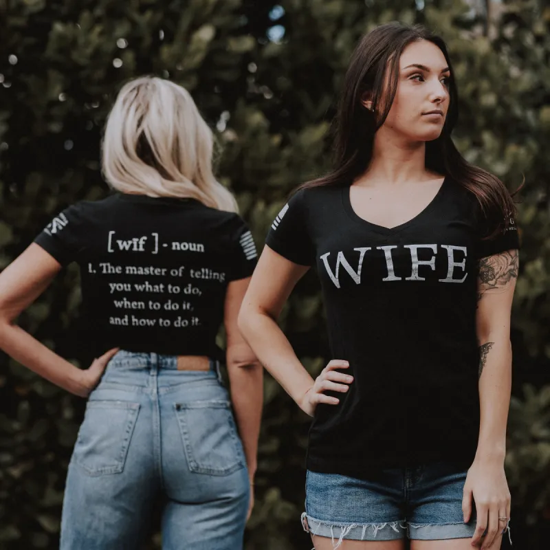 Women's Wife Defined V-Neck - Black sold by Grunt Style