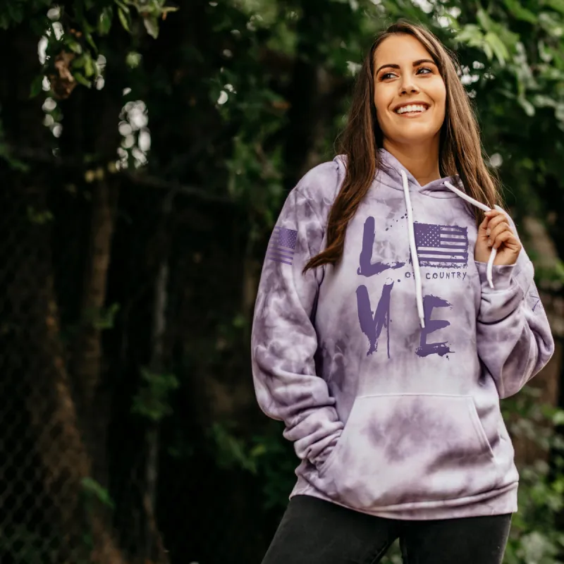 Women's Love of Country Hoodie - Purple Haze Wash sold by Grunt Style