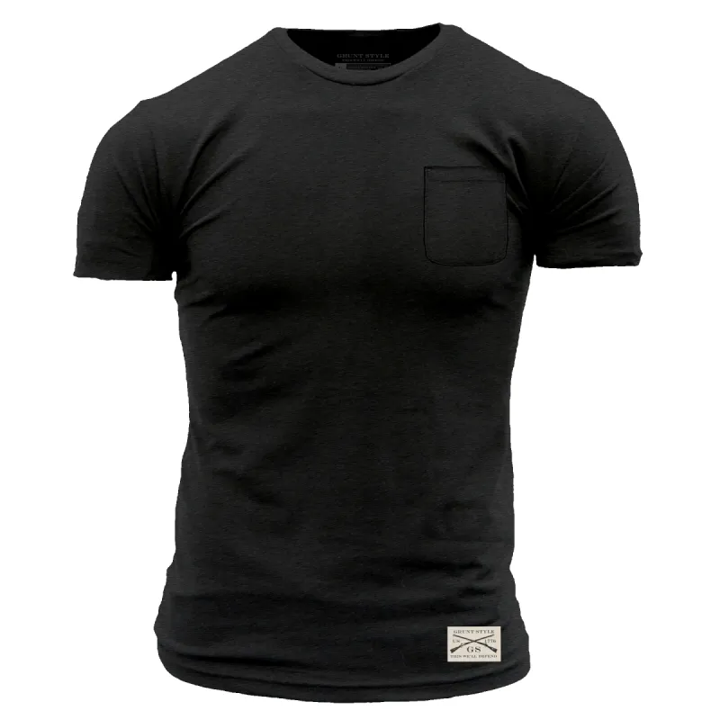 Triblend Pocket T-Shirt - Black Heather sold by Grunt Style
